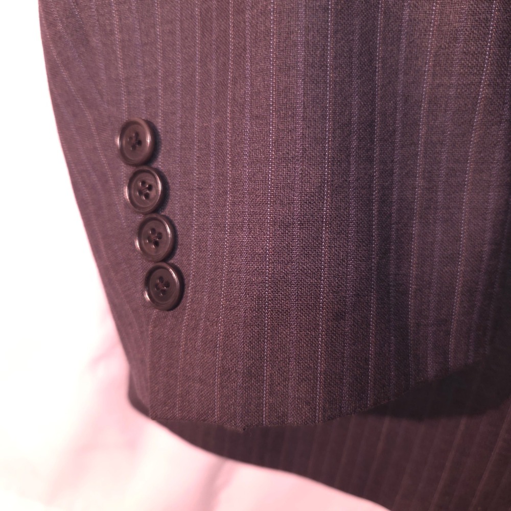 Brooks Brothers 1818 Madison Saxon Wool Pinstripe Blazer Charcoal Grey Mens 44L - Picture 3 of 14